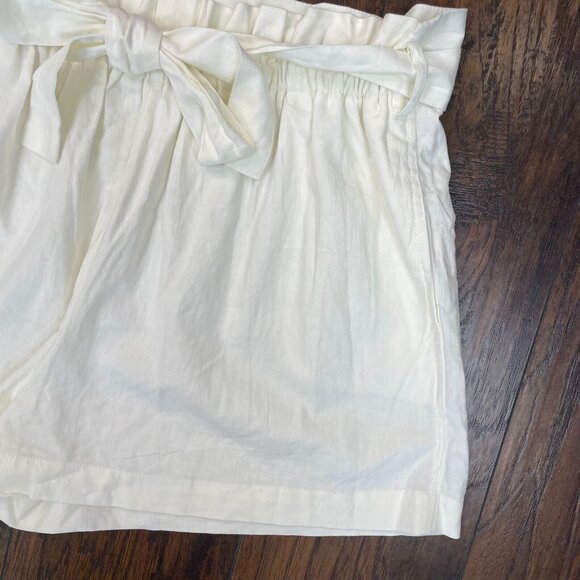 Ophelia Roe Paperbag Shorts 2X White Linen Blend Belted Women's - Picture 2 of 11